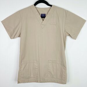 Denver Hayes Solid Khaki Scrub Top Shirt Size XS
